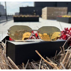 Versace VE2274 10027P Gold/Brown Mirror Gold Oval Women Sunglasses Authentic